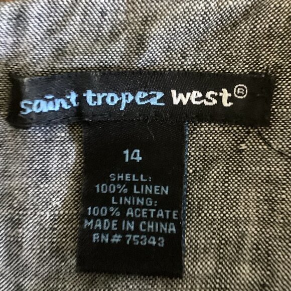 Saint Tropez West Washable Linen Sleeveless Sheath Dress Sz 14 Gray 123A - Picture 7 of 8